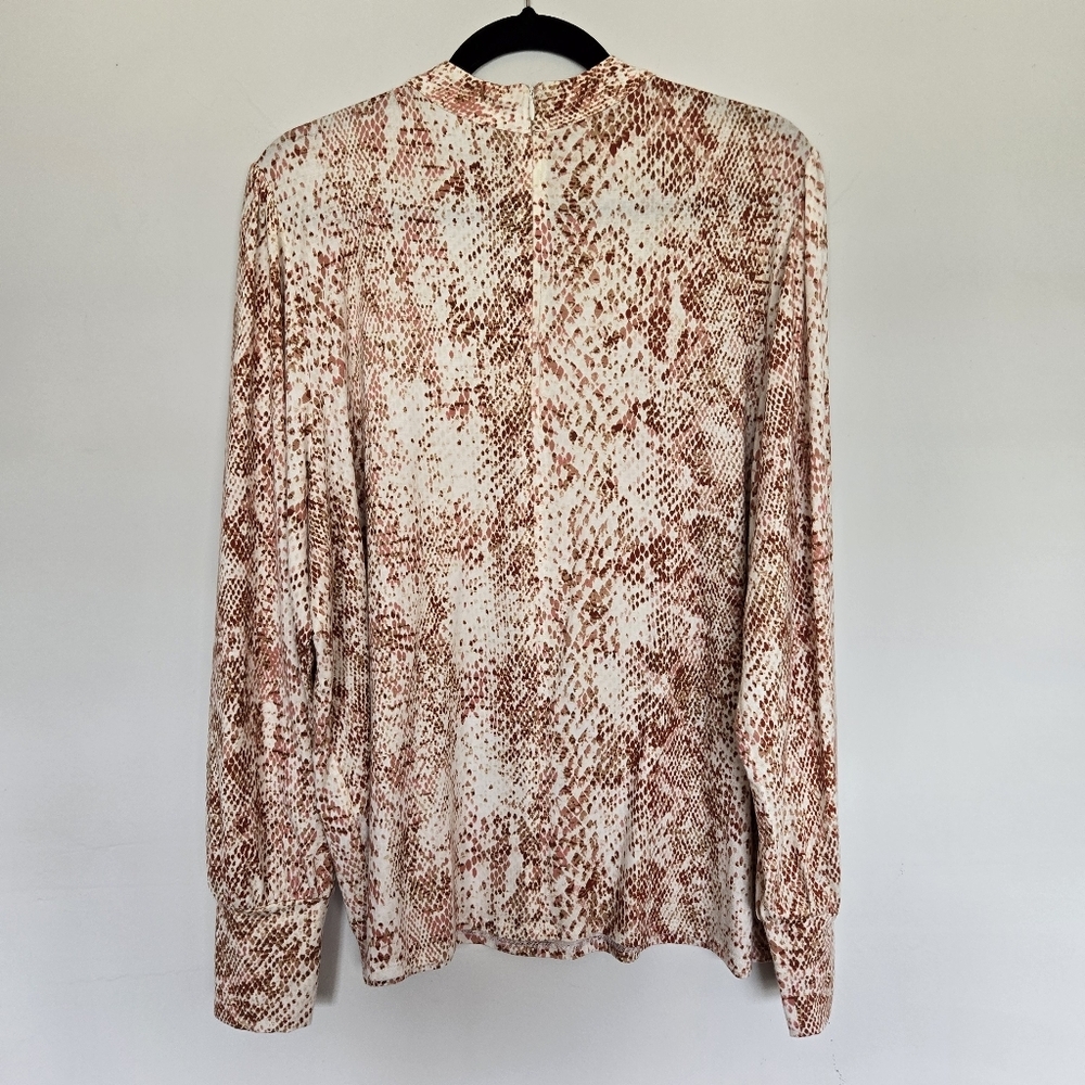 Chico's Snake-Print Keyhole-Neckline Top Long Balloon Sleeves Jersey Size XL - Picture 9 of 14